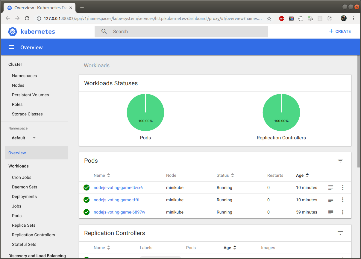 minikube dashboard